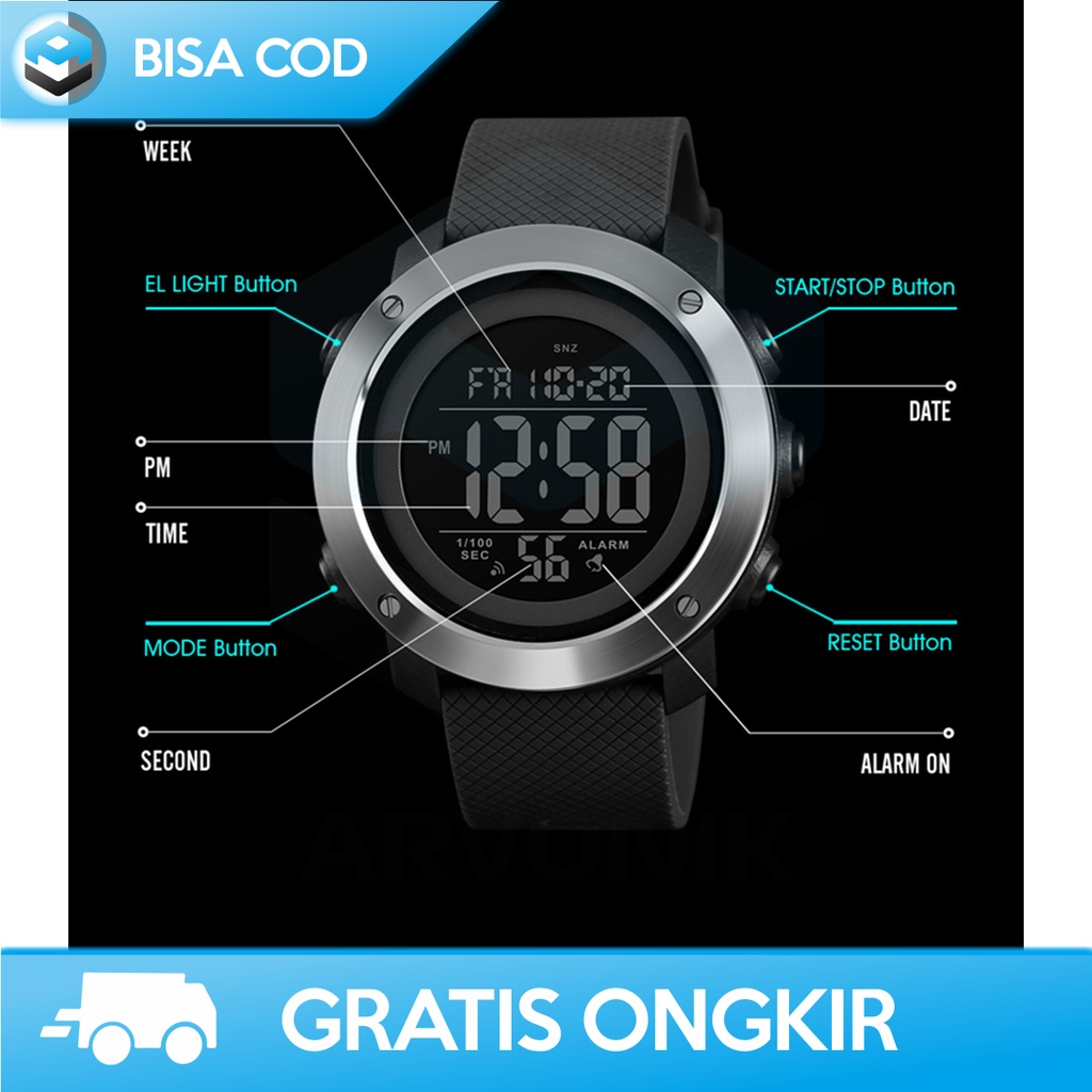 JAM TANGAN DIGITAL PRIA BULAT OUTDOOR SKMEI 1426 ORIGINAL LED MURAH