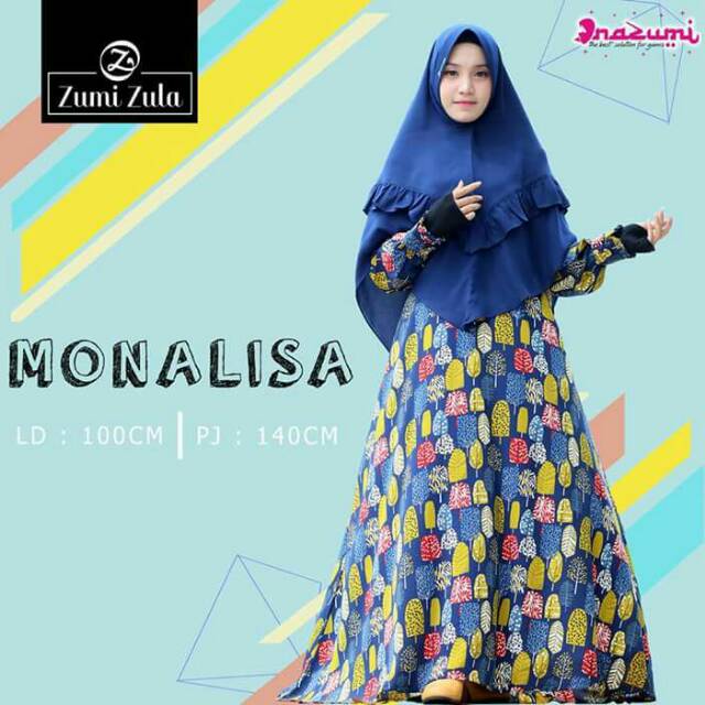 gamis Monalisa set khimar | Nazumi gamis set khimar cantik| gamis ori nazumi banyak warna set khimar