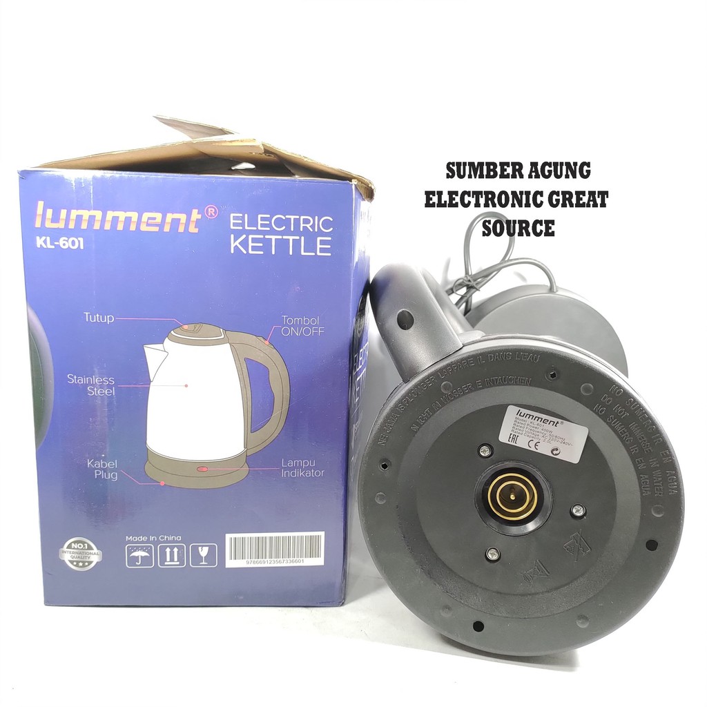 Lumment KL601 Electric Kettle Teko Listrik 2L Otomatis Mati Stainless Steel 400W