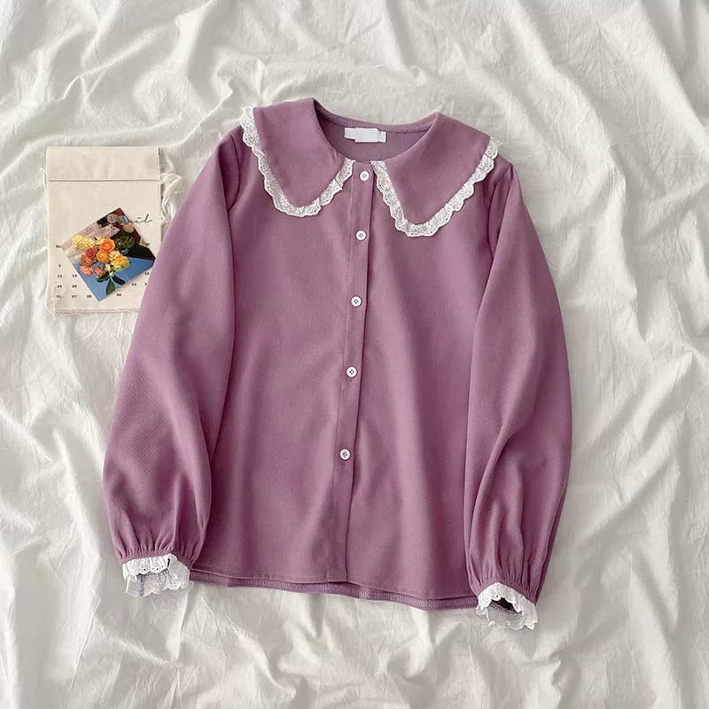 Meybi Blouse - Size S M L XL XXL 3XL - Baju Jumbo - Atasan Jumbo - Atasan Big Size - Blouse Jumbo-Lavender