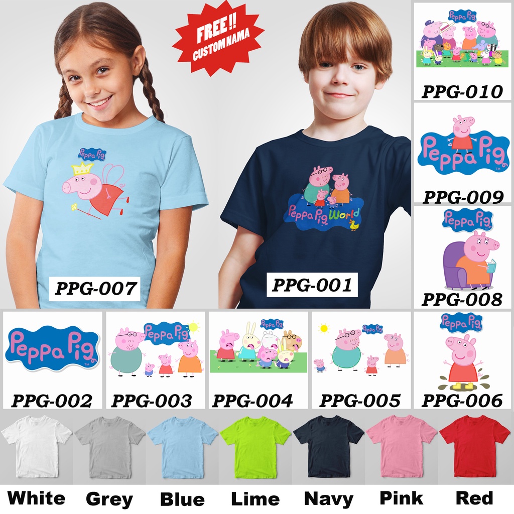 [FREE NAMA !!] Kaos Anak &amp; Family Pe*pa Pig 100% COTTON PREMIUM