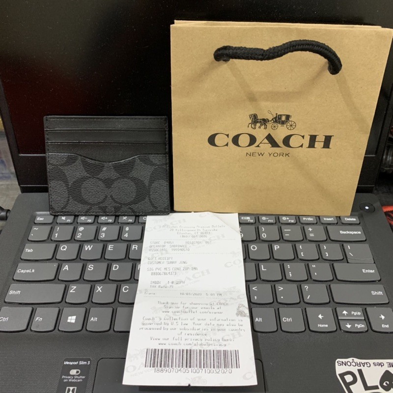 CARD HOLDER COACH BLACK/BROWN SIGNATURE