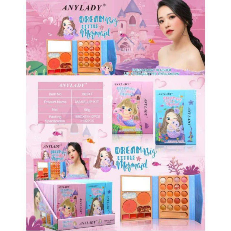 EYESHADOW ANYLADY PALETTE ANYLADY MAKE UP PALETTE MERMAID NO.8624DI