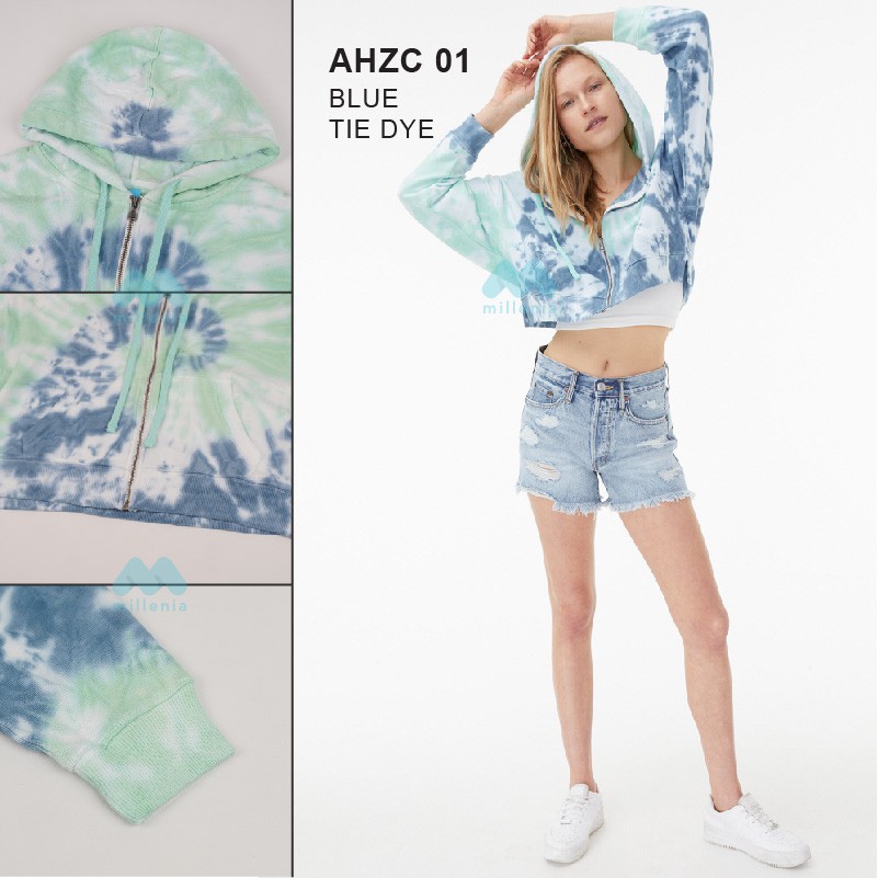 Hoodie Wanita- Oversize Tie dye Full Zipper Crop [AHZC 01]-1