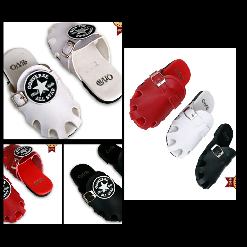 Sandal Kulit Gesper Anak Laki-laki Motif Polos All Star Convres/ Sandal Selop Anak Cowok All star Ki