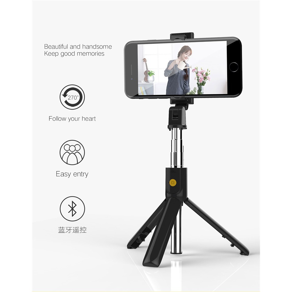 Triple W 3 in 1 Tongsis Tripod Bluetooth Selfie Stick + Remote Shutter