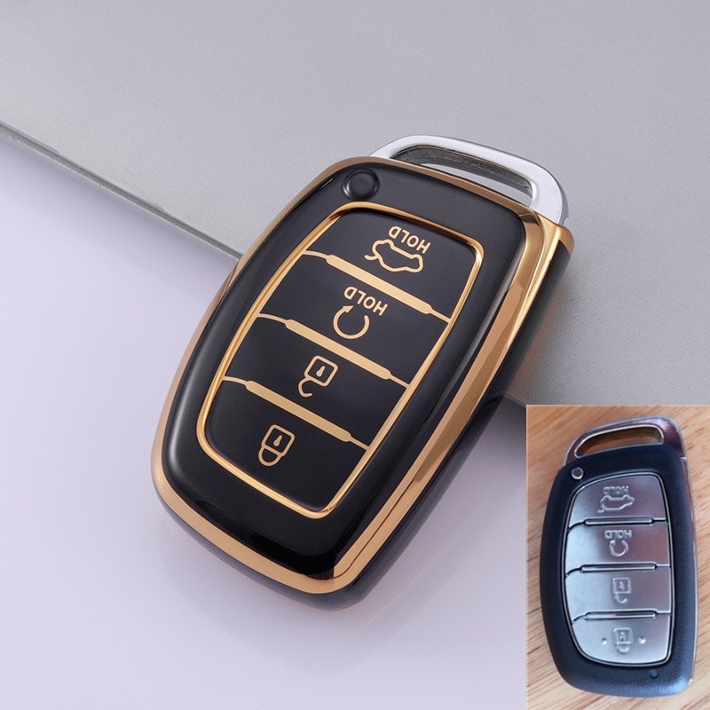 Casing Kunci Remote Mobil Keyless Bahan Silikon Untuk Hyundai Santa Fe 2015-2018