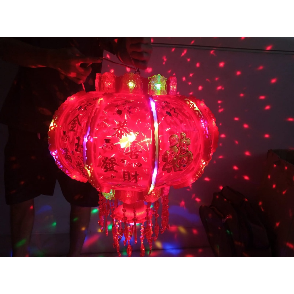 Lampion Lampu Imlek Merah Besar 60cm Listrik LED Bisa Putar 360 Derajat