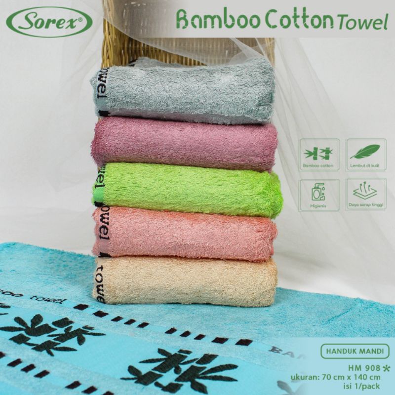 Sorex HM 908 Handuk Mandi Dewasa Cotton Bamboo Lembut Daya Serap Tinggi