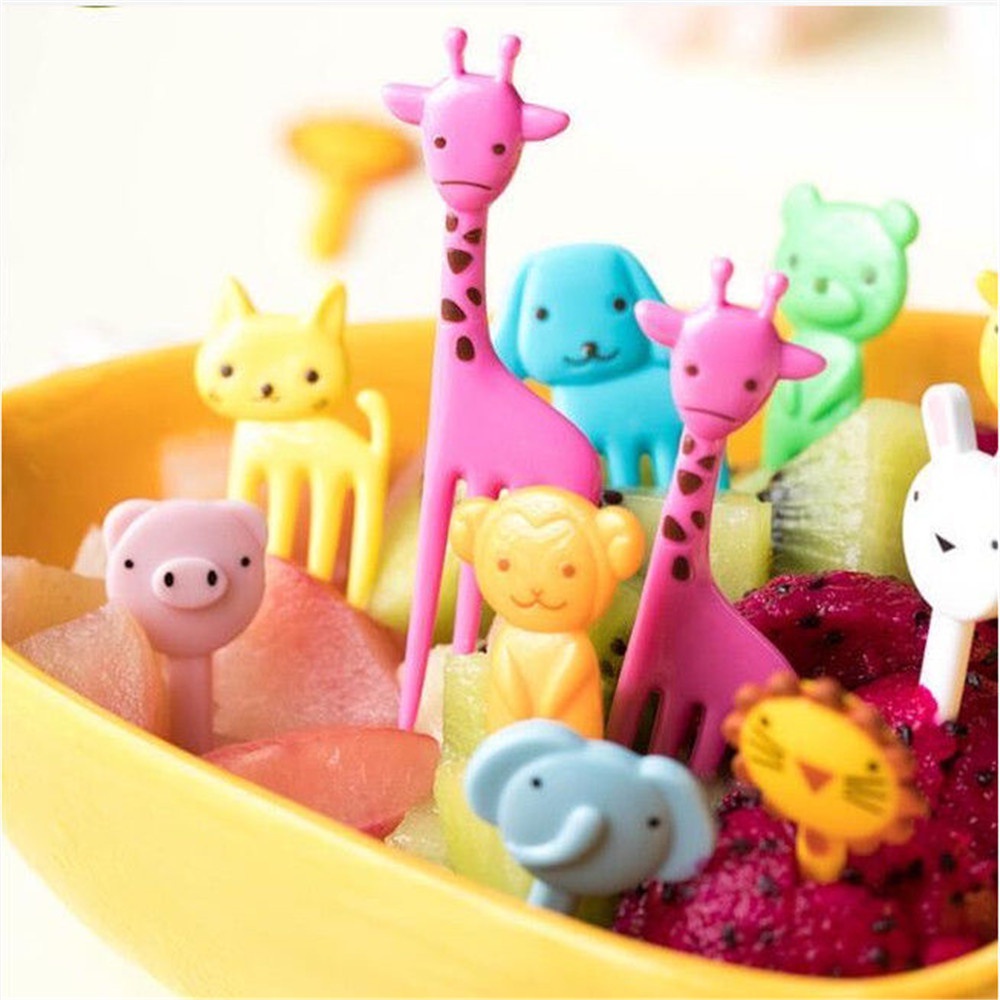 20pcs Garpu Buah Bentuk Kartun Binatang Lucu Gaya Jepang