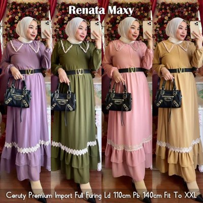 Gamis Renata Baju Pakaian Fashion muslim Wanita Gamis Perempuan Remaja Dewasa Orang Tua Kekinian Dre