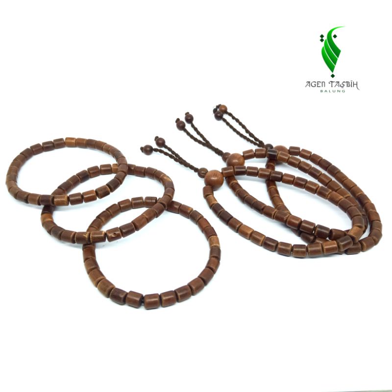 Gelang Kayu Setigi Laut Asli Motif Tabung Size 6mm