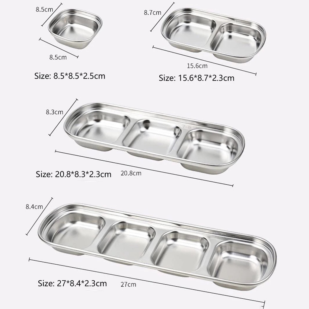 Nampan Bumbu Daging Panggang / Barbecue / Cuka / Wasabi / Pepper / Kecap Bahan Stainless Steel 304 Tahan Lama