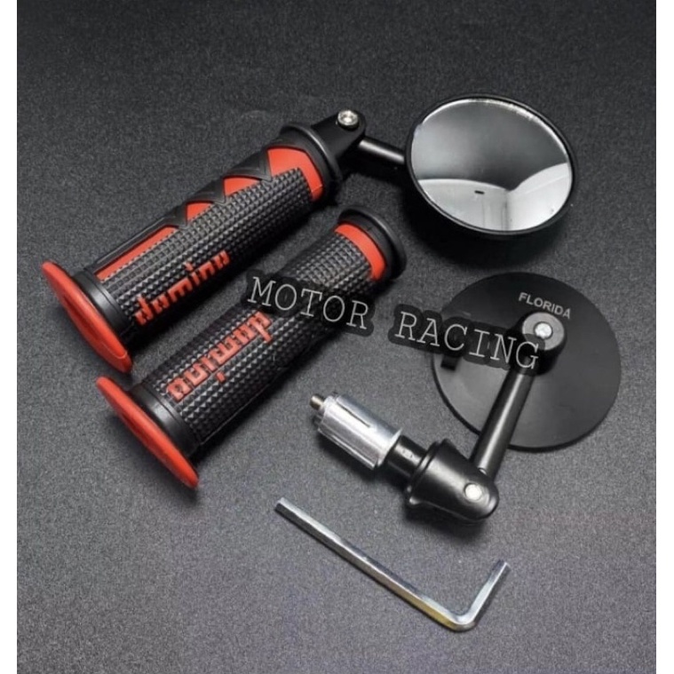 PAKET VARIASI SPION JALU CEMBUNG+HANDGRIP DOMINO SHARK UNIVERSAL BEAT VARIO MIO BISA BUAT SEMUA MOTOR