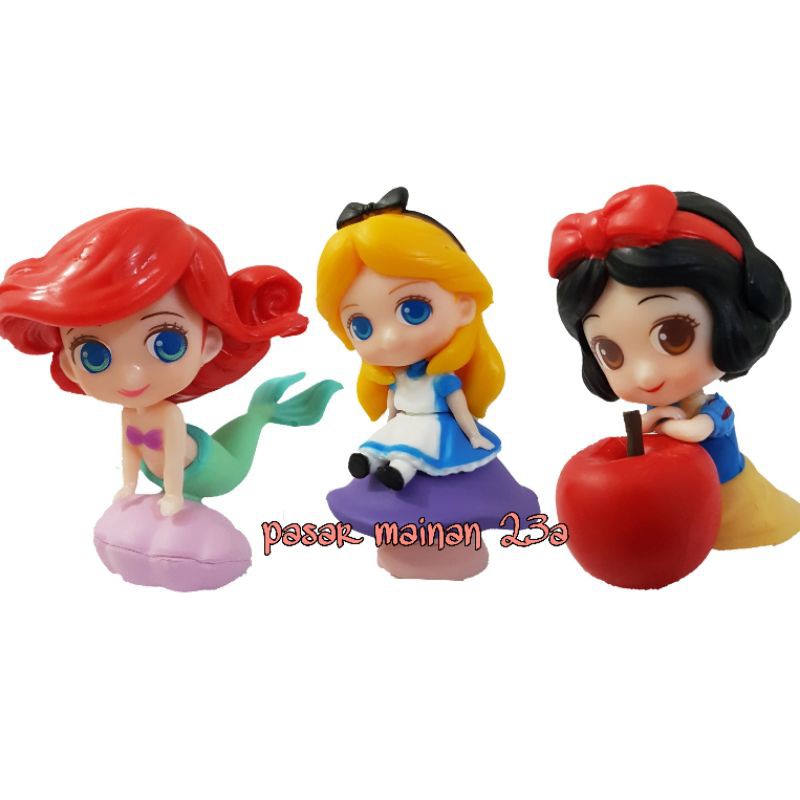 Figure Princess Chibi Snow white Alice Mermaid / Mainan anak perempuan/ miniatur Hiasan topper