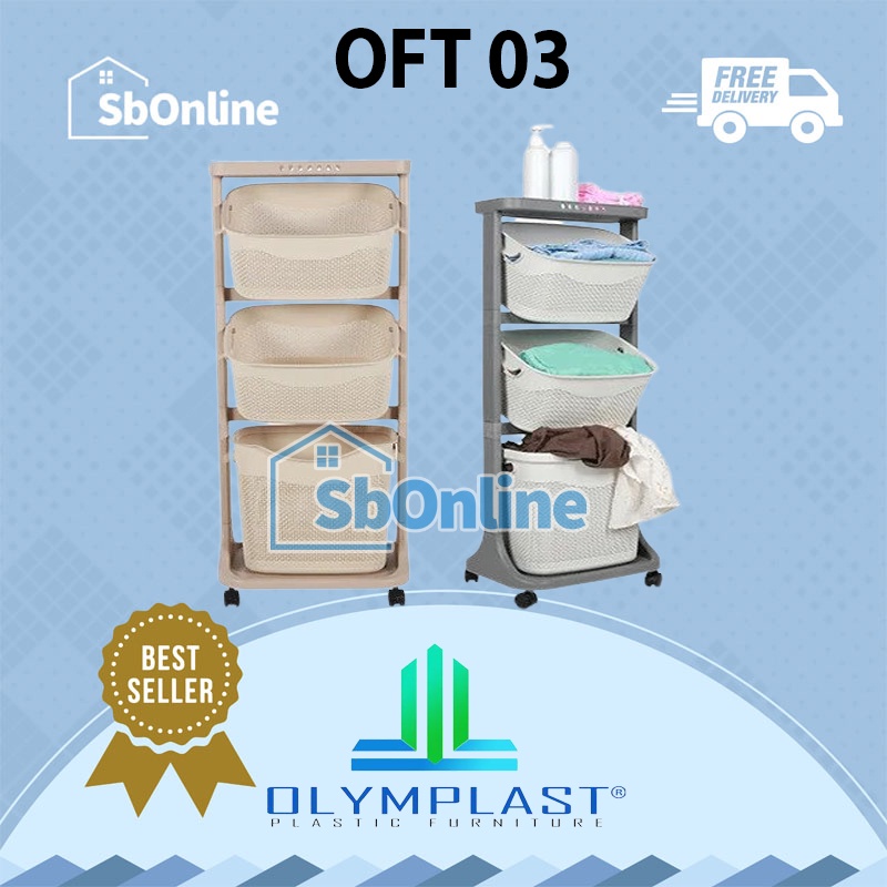 OLYMPLAST Trolley Penyimpanan Serbaguna 3 Susun - OFT 03