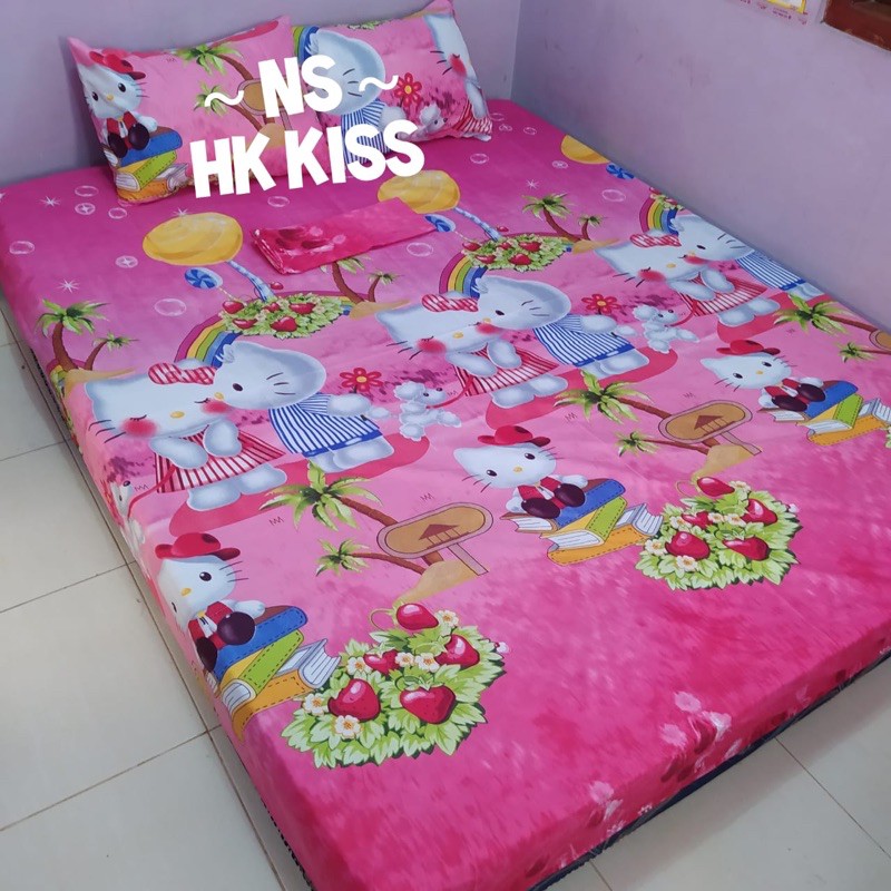 Sprei motif karakter HK KISS HELLO KITTY