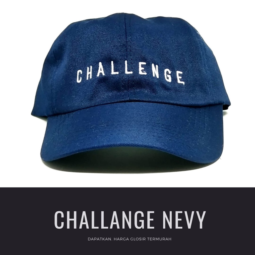 Termurah Topi baseball / garis tiga / challange / reclusive / kaktus / smile / pesawat kertas / yours / brotosaurus dino / daun kecil rasta / pohon kelapa  ring premium dan pertamax pria wanita kpop korea-Challange nevy
