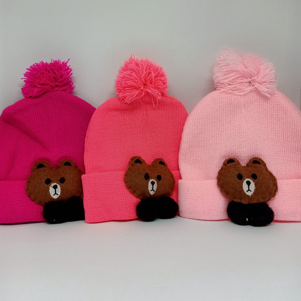 beanie hat kupluk bayi beruang brown lucu / kupluk anak bayi usia 0-3 tahun