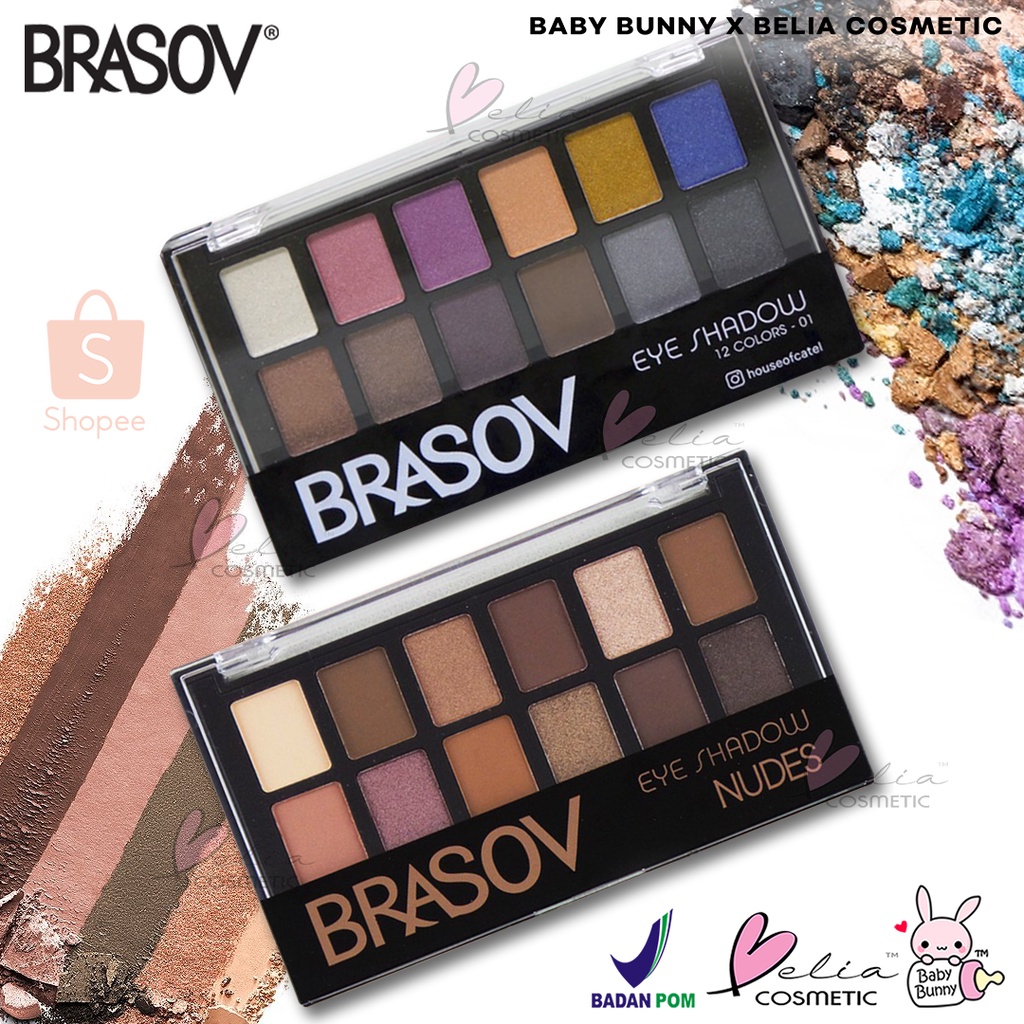 ❤ BELIA ❤ BRASOV Eyeshadow Nudes | 12 Colors warna | palet eye shadow BPOM