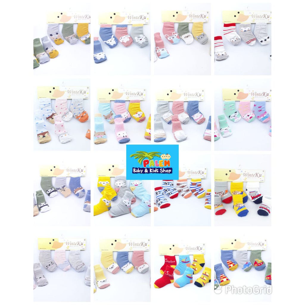 WinteKu biasa Baby Socks Kaos Kaki Bayi Isi 3pcs Termurah cowo dan cewe