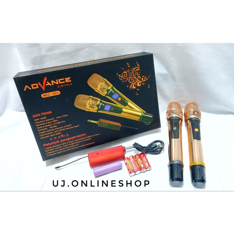 Mic Advance Wireless Mic-401 (40HZ-15KHz) / Mic Double advance 401