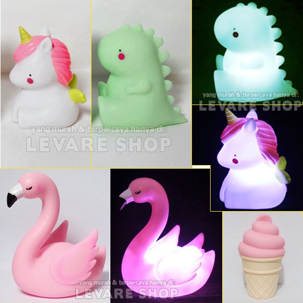 Lampu Tidur LED Hias Kamar Karakter Kartun Unik Unicorn Flamingo Dino - UNICORN