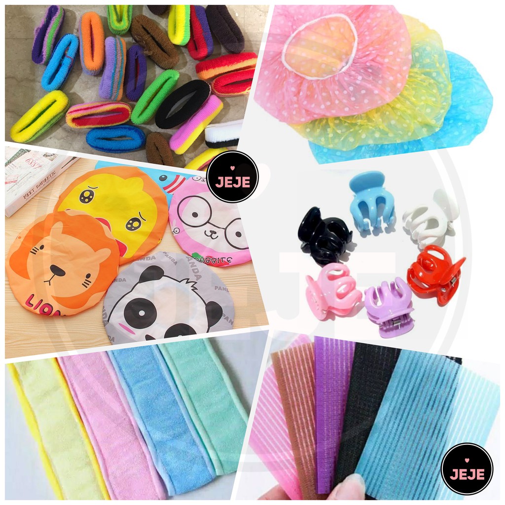 Aksesoris Rambut | Bando Spons Shower Cap Mandi Jedai Kuncir Pita