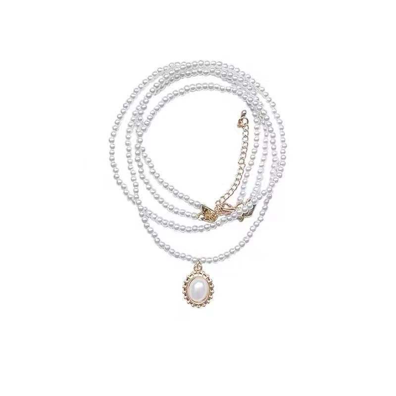 Retro Baroque gaya istana kalung ~ double-layer kalung mutiara kalung leher aksesoris perempuan baru