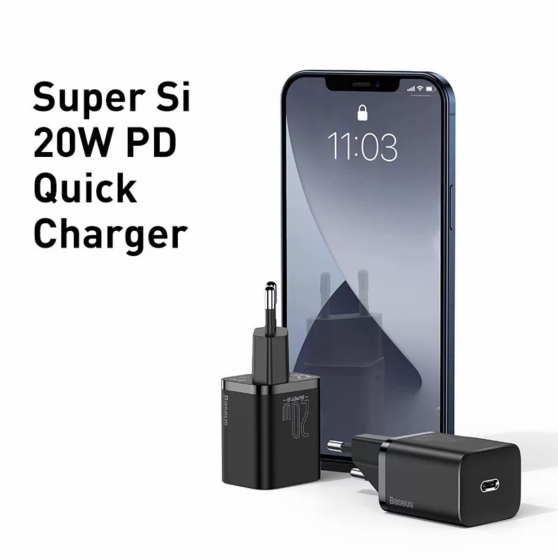 BASEUS Charger iPhone 12 Pro Max 20W Super Si Quick Charge PD Charging