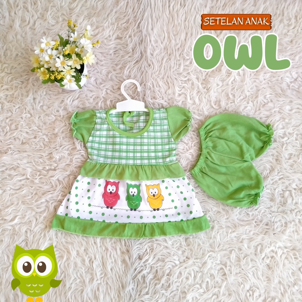 BISA COD Baju Kaos Bayi Perempuan Murah Motif Owl Lucu / Setelan Anak Bayi Lucu 6-9 Bulan / Baju Bayi Cewek Murah