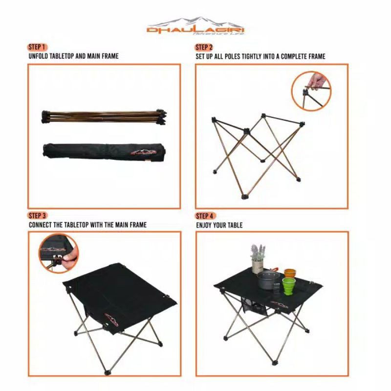 Meja lipat Camping outdoor folding table Ultra Light dhaulagiri