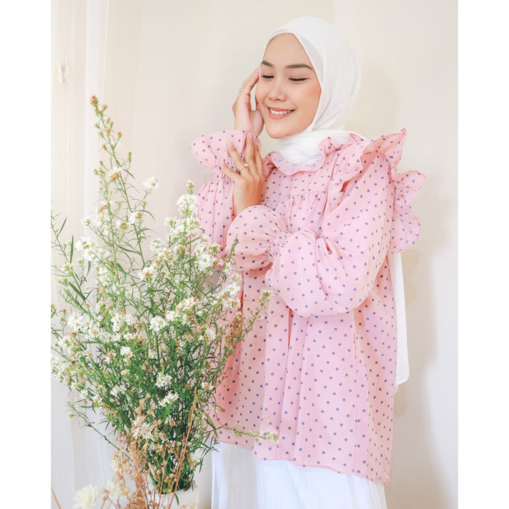 NAYA POLKA TOP / blouse wanita kekinian / atasan wanita termurah-2