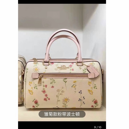 [Instant/Same Day]3100 coach Rowan Satchel Floral Print Women Handbag Crossbody Sling Pillow Boston Bennett Bag  ztb