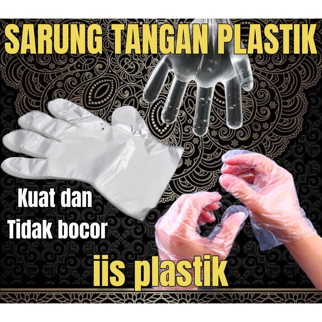 Sarung tangan plastik pelindung steril sekali pakai isi 100 pcs 50 pasang