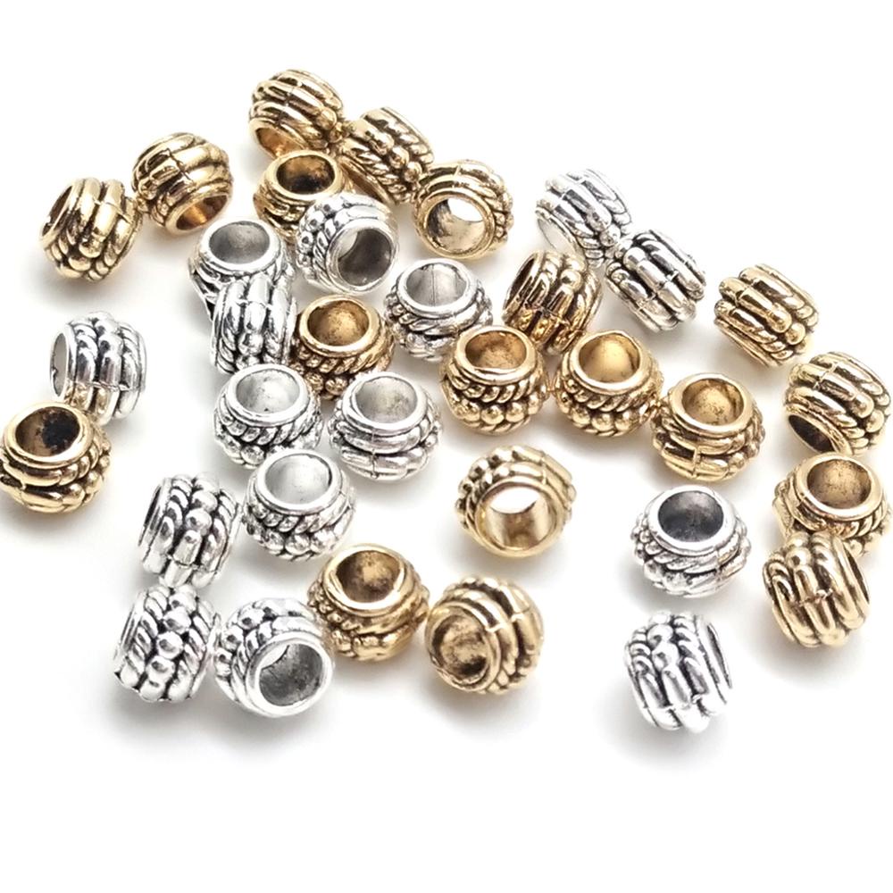 Baru 30 Pcs/lot 6*8 Mm Tiga Lapisan Oblate Beads Zinc Alloy Spacer Beads untuk DIY Gelang Aksesoris Membuat Perhiasan