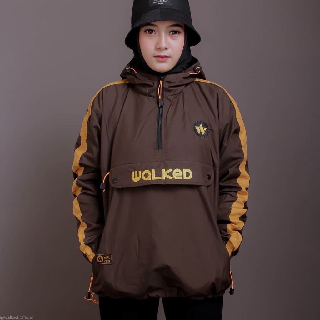 Jaket Cougle Walked Jaket Parasut Jaket Unisex Jaket Distro Hitam List Kuning