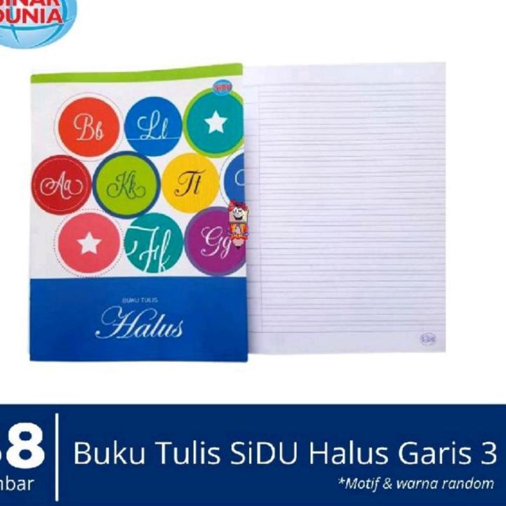 

Baru Buku tulis halus 38 lembar/Buku tulis garis 3 sinar dunia 10 buku ,.