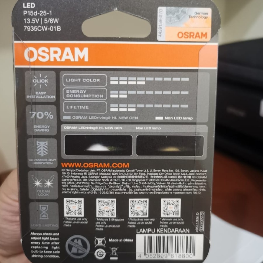 Lampu Depan LED Beat Fi Beat Pop Beat Street Beat Eco By Osram Ori