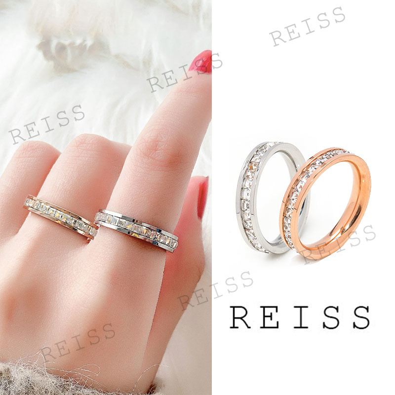 Cincin Berlian Baris Bahan Titanium Warna Rose Gold Untuk Wanita