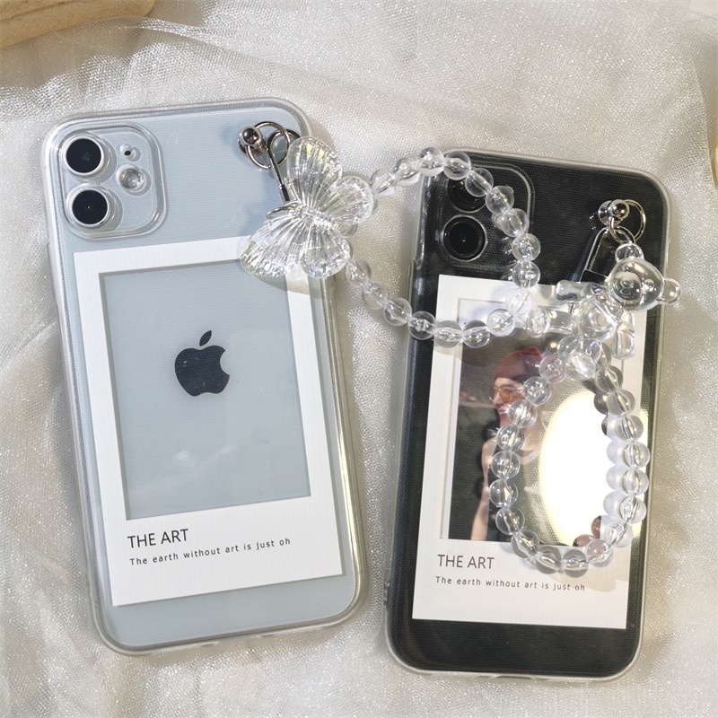 Soft Case Pelindung Transparan Dengan Gantungan Butterfly Untuk IPhone 14 6 S 7 8 SE 2020 7P 8Plus X XS XR 11 12 13 Mini Pro Max