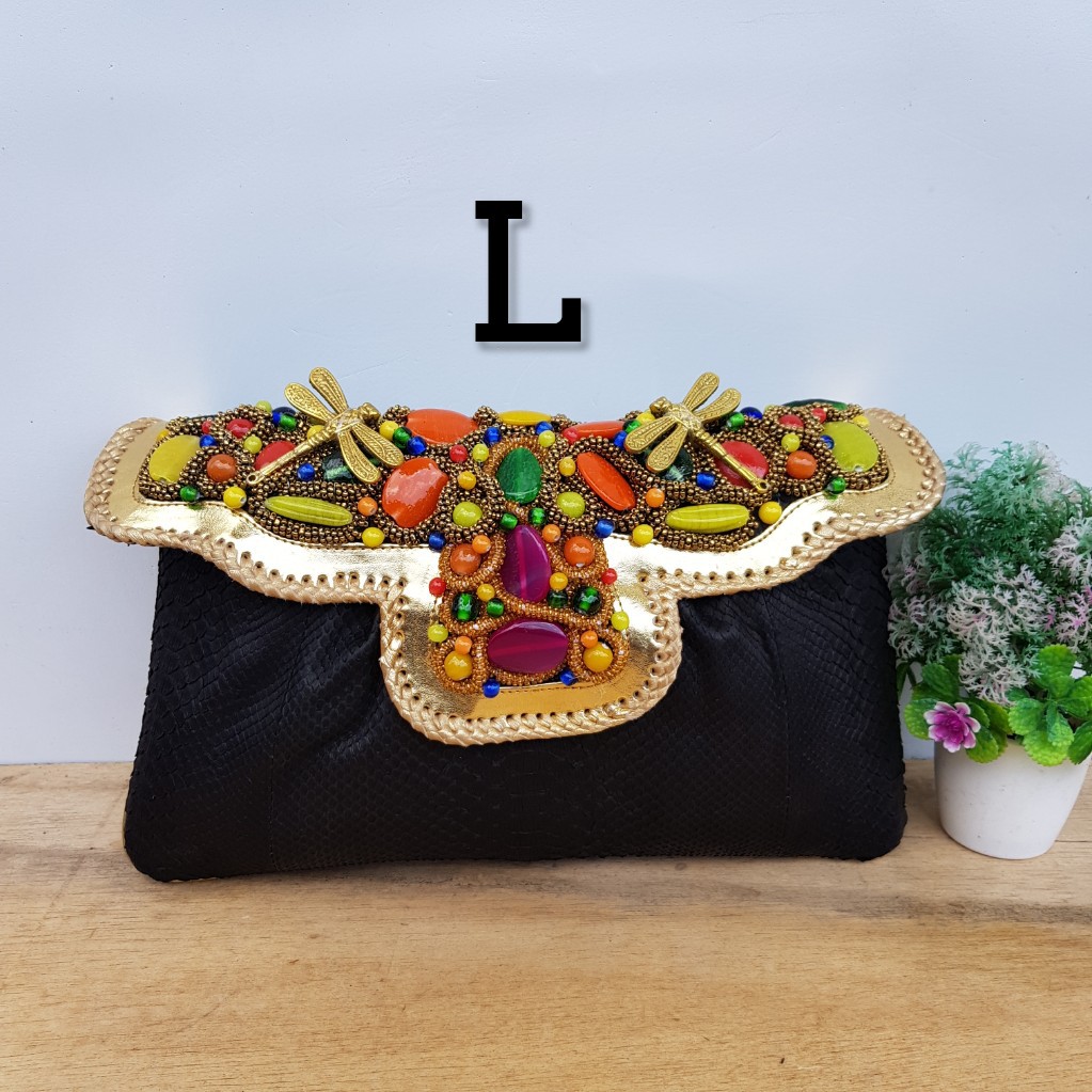 Clutch Tas Kulit Ular Phyton Khas Lampung Raisa Model Kipas
