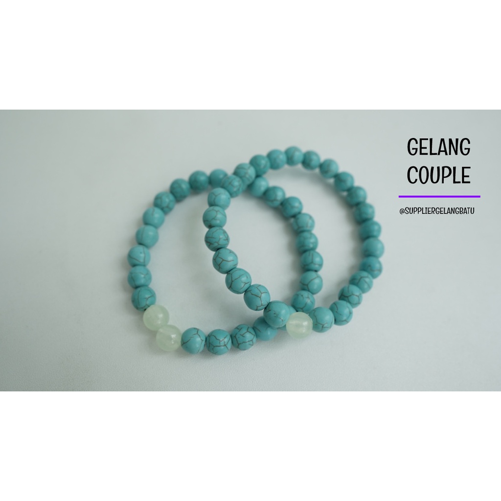 gelang batu FOSFOR PIRUS BIRU pasangan distance bracelet couple akik