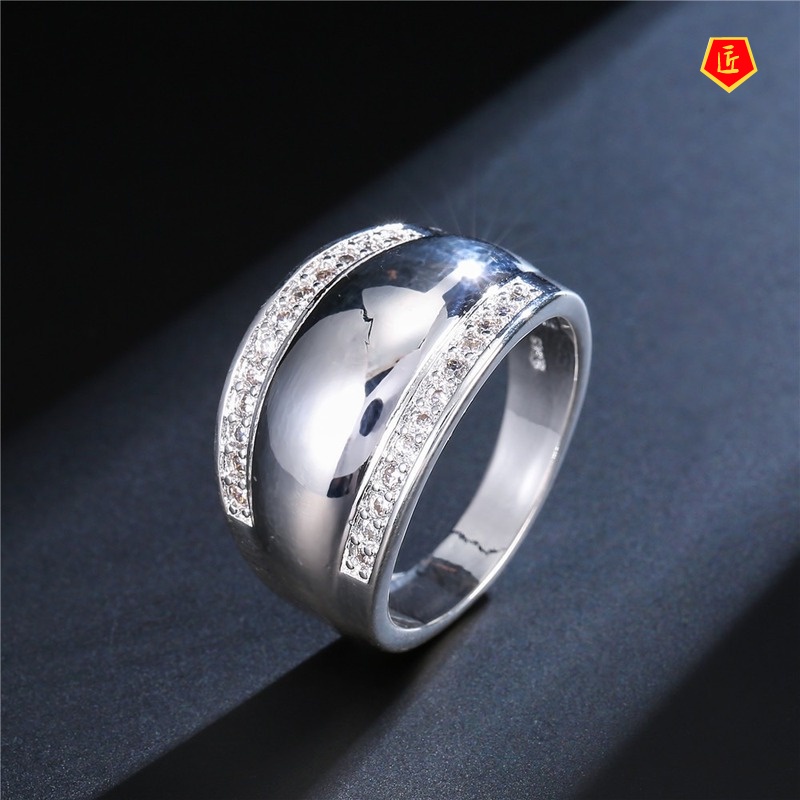 [Ready Stock]Simple Personality Diamond Silver Glossy Ring