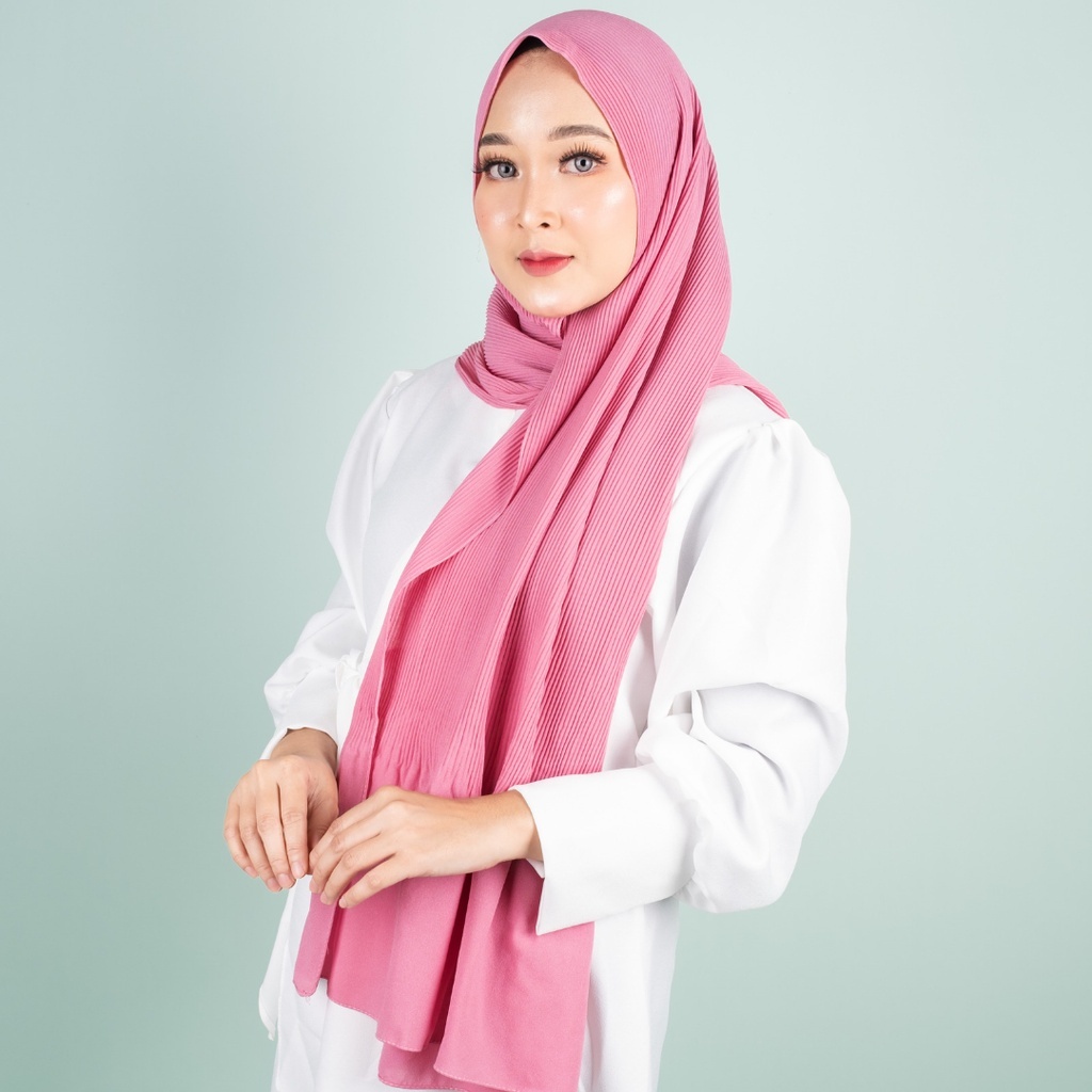 𝗖𝗮𝗿𝗲.𝗶𝗻 Pashmina Plisket Duyung Shawl 180x75 PREMIUM QUALITY (Tidak Full)-Dusty Pink