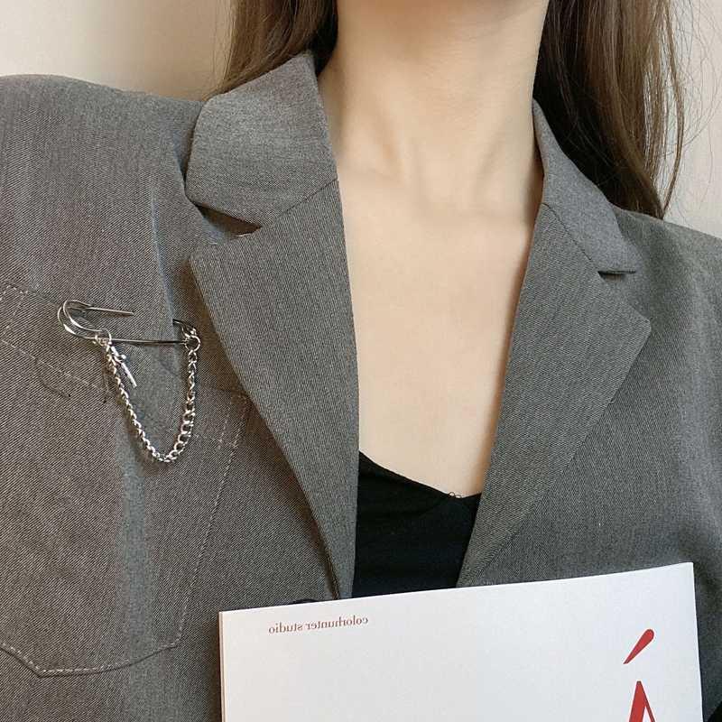 We Flower Bros Pin Bentuk Salib Aksen Rantai Warna Silver Gaya Punk Eropa-3