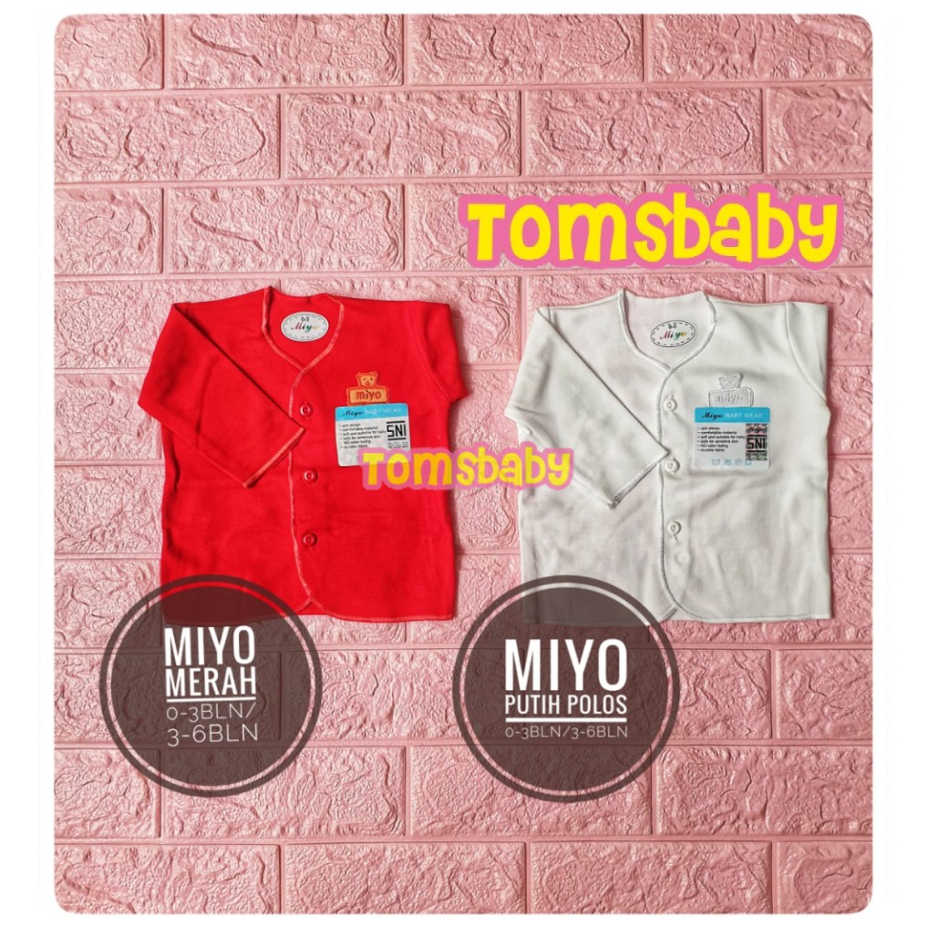 MIYO 1pcs Baju Panjang MERAH PUTIH POLOS (0-3bln / 3-6bln)