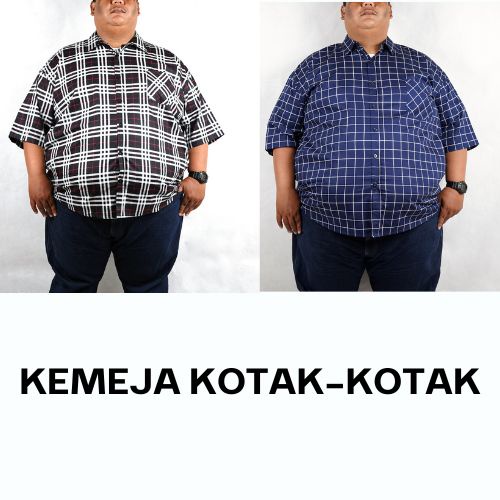 Kemeja Pria Lengan Pendek Motif Kotak Kotak Jumbo Big Size Ukuran Besar XL XXL XXXL XXXXL XXXXXL XXX