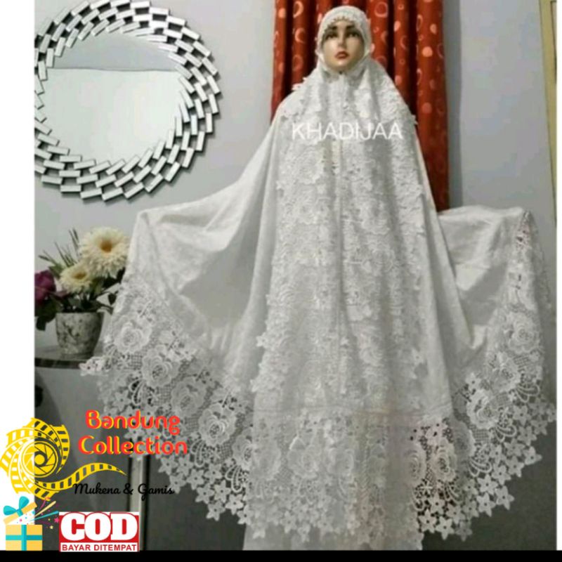 Mukena Prada Sutra Paris Swarovski Mutiara Full Produksi Renda Besar Mewah Mukena Dewasa Mukena Jumb