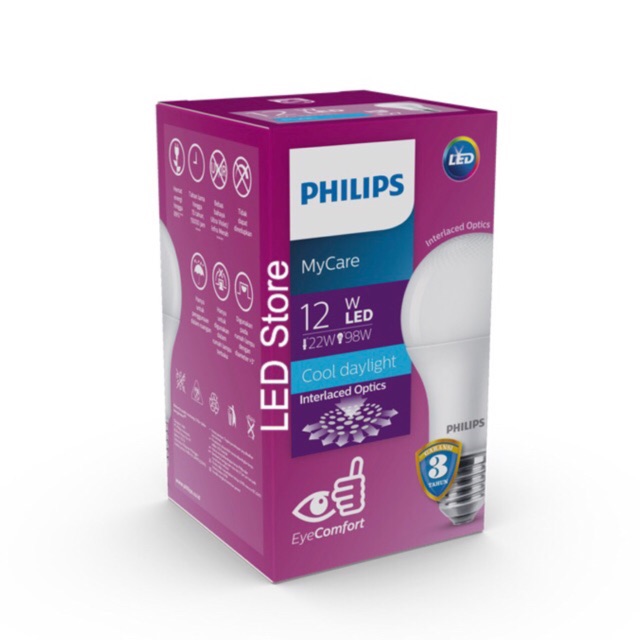 Lampu Bohlam LED Philips 12 Watt Putih/Cool Day Light (12W 12Watt 12 W)
